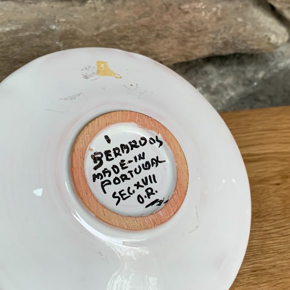 VTG Berardos Portugal Hand Painted Trinket Ring Dish Blue White Bird House - Picture 7 of 7